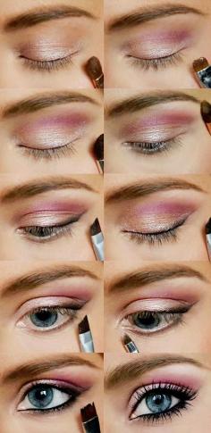 Pink & Gold Eye Makeup Tutorial. For more beauty tutorials, head over to Pampadour.com! #howto #tutorial #eyes #eyeshadow #makeup #beauty #cosmetics #pink #gold #eyeliner #beautiful