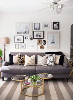 Table and mixed pattern pillows