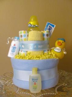 Bath time boy duck diaper cake, Baby shower decoration, Baby shower gift. $33.98, via Etsy.