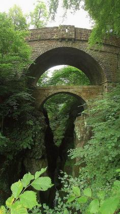 The lower bridge is the original bridge from 300 years ago. The higher one was built one hundred years later. Perth and Kinross, Scotland
