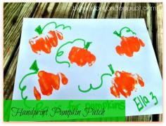 Have your child make a handprint pumpkin patch! Super cute!