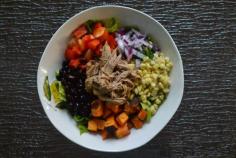 peace. love. & good food.: Roasted Sweet Potato, Black Bean + Pulled Pork Bowls