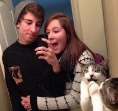 Family Selfie with Kitteh looking happy!