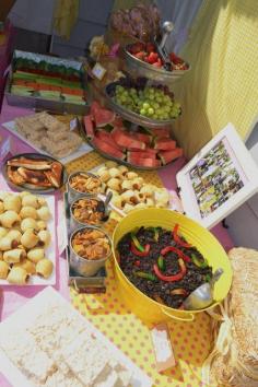 Photo 1 of 33: Down on the Farm / Birthday "Girly Gingham Barnyard Bash" | Catch My Party {mainly pinning to this board for the food table and to remind me to have Jayden wear his ga boots}