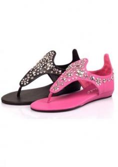 Women's jewel rivet sandals-thongs