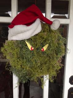 Grinch Christmas Wreath. Lots of neat wreath ideas using the same burlap wreath base & changing out decorations for each season/holiday