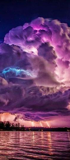 Spectacular lightning storm at Lewis Smith Lake near Jasper, Alabama