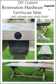 
                        
                            Make this DIY Restoration Hardware Inspired Table with Salvage Grey Wash Finish - for under $200!
                        
                    