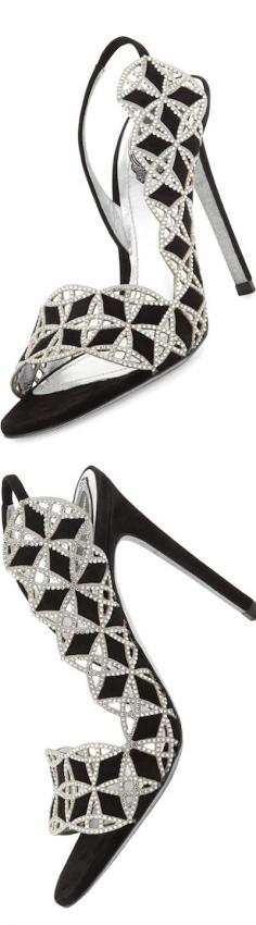 
                        
                            Rene Caovilla Suede & Crystal Slingback Sandal, Black
                        
                    