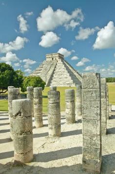 ✮ The Pyramid Of Kukulkan, (also Known As El Castillo), A Mayan Ruin, As Seen From The Thousand Columns (foreground), Chichen Itza, Mexico