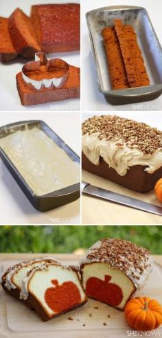 Peekaboo pumpkin pound cake. Ive always wanted to do this!