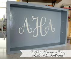 
                        
                            This is a great way for creating monograms without a Cricut or Silhouette - the tray is easy to make too! DIY Monogram Tray via RainonaTinRoof.com
                        
                    