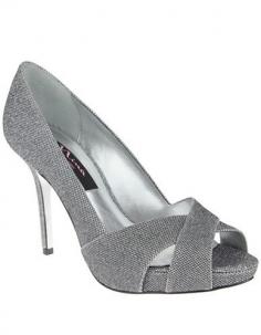 
                        
                            Nina Leather Crossover Peep Toe Pumps Gunmetal
                        
                    