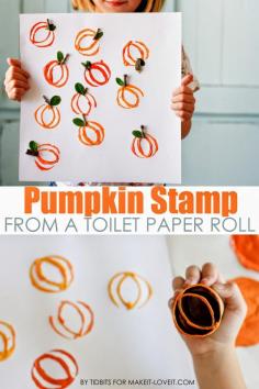 Pumpkin Stamp Art...from a toilet paper roll!! --- Make It and Love It