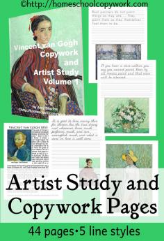 
                        
                            FREE: You are going to love this series! I have five volumes of Vincent van Gogh Artist Study and Copywork in the Full Membership area now. Each volume includes roughly 40 pages, five full-size art prints, and copywork for each art print in FIVE LINE STYLES.
                        
                    