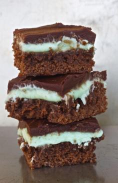Mint Brownies with Fudge Frosting #recipe