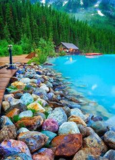 
                        
                            Colorful rocks at Rocky Shore in Lake Louise, Canada. Photo via danjones
                        
                    