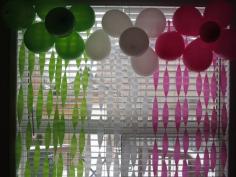 Crepe paper and balloon flowers backdrop #balloon #backdrop