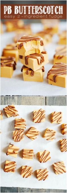 Easy 2-Ingredient Peanut Butter Butterscotch Fudge is simply incredible and SO EASY to make!