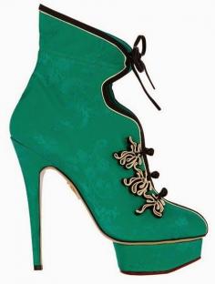 Charlotte Olympia Green Platform Ankle Boots Fall 2014 Shanghai Express #Shoes #Heels #Booties