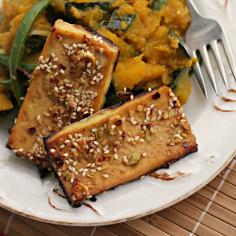 Sesame Tofu with Braised Winter Squash and Green Beans