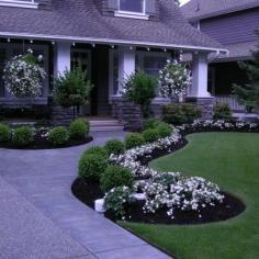 houzz.com- i love the extra width on the driveway and the curved walk to the front porch- maybe i could redo our front yard to resemble this? i think i need my front walk closer to the street than the top of the driveway.