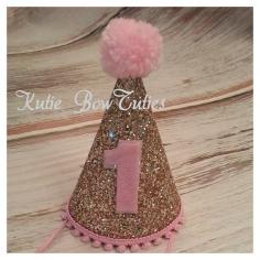 
                        
                            Gold and pink glittery party hat, 1st birthday, Birthday, cake smash, 1st birthday, photo prop, baby birthday on Etsy, $19.95
                        
                    