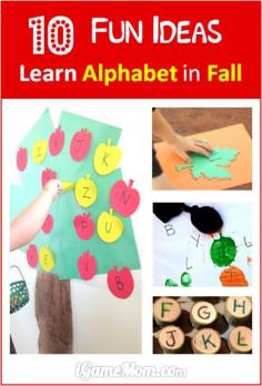 Fun ideas to learn alphabet in fall - seasonal learning activities for kids #LearnActivities