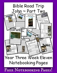 
                        
                            Here are the Notebook Pages for Year Three Week Eleven of Bible Road Trip ~ John ~ Part Two. I’ve posted these by level (Lower Grammar, Upper Grammar, Dialectic) – that way, you can print exactly w...
                        
                    