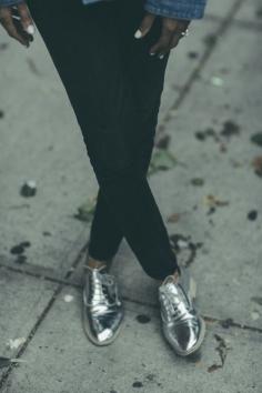 Metallic oxfords.