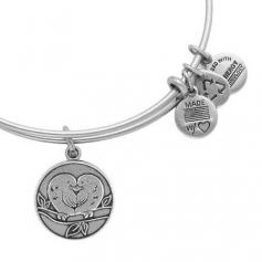 Alex and Ani Lovebirds Heart Russian Silver