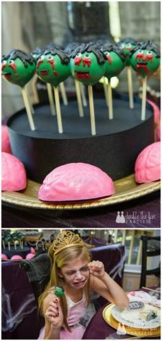 
                        
                            Zombie Princess Party by Double the Fun Parties | zombie cake pops and chocolate covered Oreo brains by Autumn Lynn's Chocolate Sins | doublefunparties....
                        
                    