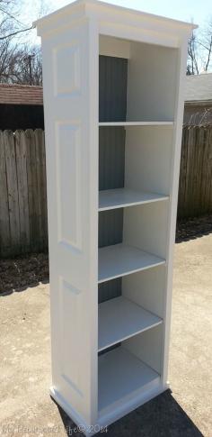 bookcase made from bi-fold doors at My Repurposed Life