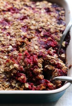 Waking up to a warm breakfast isn’t hard to do when this baked raspberry oatmeal is on the menu! You can make it the night before and then reheat the next morning, served with a drizzle of brown butter.