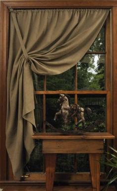 
                        
                            DIY CURTAINS & SHADES :: Simple window covering (Shaker pullback curtain) that uses half as many panels per window. @ Home Improvement Ideas Stealing the tieback idea
                        
                    