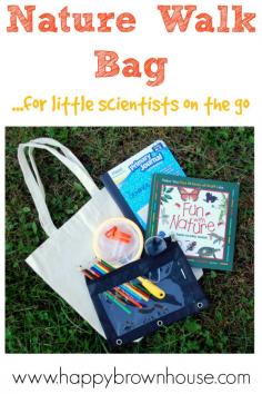 
                        
                            Nature Walk Bag for little scientists on the go! Great list of ideas to include in the bag and great nature study resources.
                        
                    