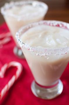 
                        
                            Peppermint White Russians: In a large glass or pitcher, combine all the ingredients and stir to combine.  Divide between small glasses and add ice to fill up the glass. Serve immediately. Crush peppermints or candy canes, wet the rim of the glass& press into the candy.
                        
                    