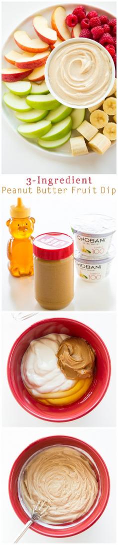 
                        
                            Peanut Butter Fruit Dip - Only THREE ingredients and the easiest dip you'll ever make! Healthy and delicious!
                        
                    