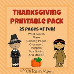 FREE 25 Page Thanksgiving Themed Printable Pack