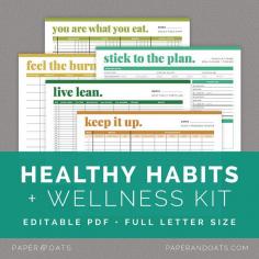 
                        
                            Healthy Habits & Wellness Kit – Editable, Health and Fitness Goal Planner, Food Diary, Diet and Exercise Journal // Household PDF Printables
                        
                    