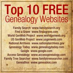 Top 10 FREE Genealogy Websites ~ find some additional facts to help complete your family history and make your scrapbook pages come alive!