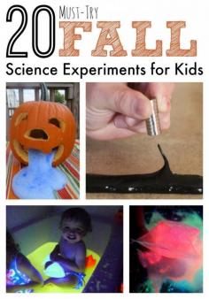 20 Must Try Fall Science Experiments for Kids | LOVE THIS  LIST!!! Great for fall, halloween, and parties