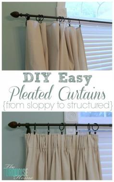 
                        
                            DIY Easy Pleated Curtains | TheTurquoiseHome.com
                        
                    