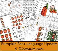 Free Pumpkin Pack Update: Language Activities - 61 pages added with Language, cursive and ABC Activities for pages 4 to 10 - 3Dinosaurs.com