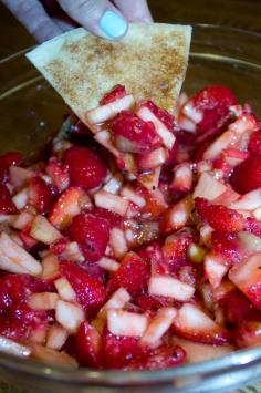 
                        
                            Fruit Salsa with Baked Cinnamon Chips ~ This recipe combines a fruit salsa of strawberries, apples, kiwis, and raspberries with homemade cinnamon tortilla chips... perfect for Christmas!
                        
                    