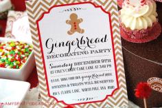 Gingerbread House Decorating Party Invitation by lulucole on Etsy