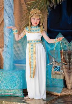 
                        
                            Kids Cleopatra Costume-This is so cute and it would be so simple to sew, except for the headress.
                        
                    