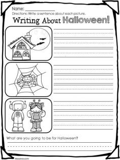 Halloween Writing: Students write a sentence about each picture.