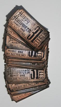 vintage halloween tickets, this would be great to send out invite cards for your Halloween Party!