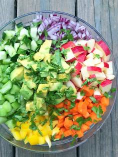 Rainbow Chopped Salad with Apples and Avocados - The Lemon Bowl #salad #apples #avocado